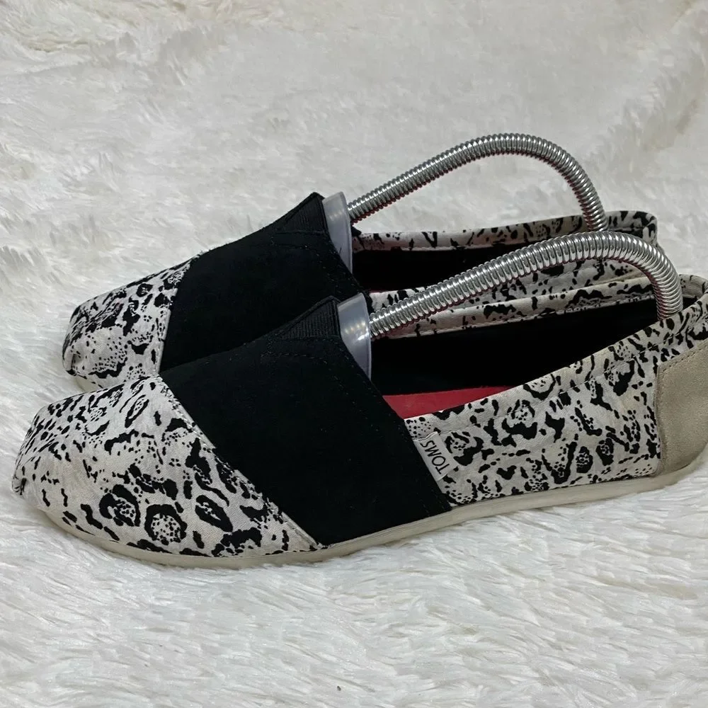 TOMS x Prabal Gurung Collab Shoes Canvas Suede Snow Leopard Slip-On Size 9.5